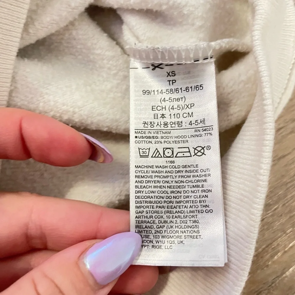 GAP Kids Girl’s Ivory Gold Logo Pullover Hoodie Size XS